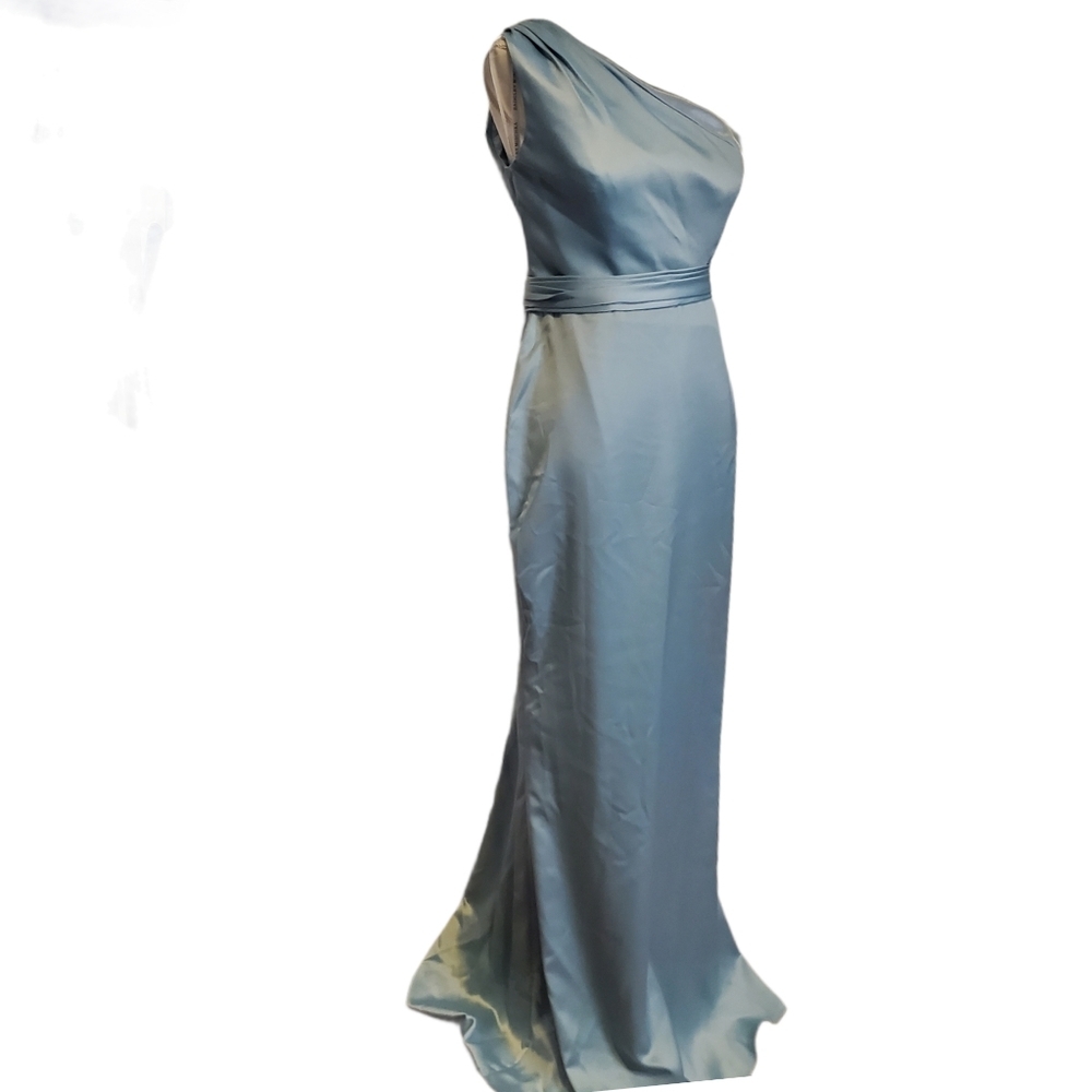 Badgley Mischka One Shoulder Blue Dress​ - Picture 3 of 9